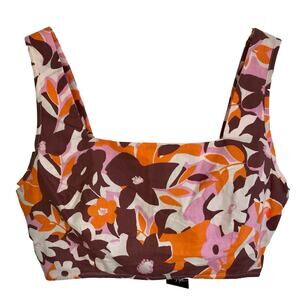 NWT Nasty Gal Size 6 Orange Brown Floral 60s Mod Cropped Tank Top